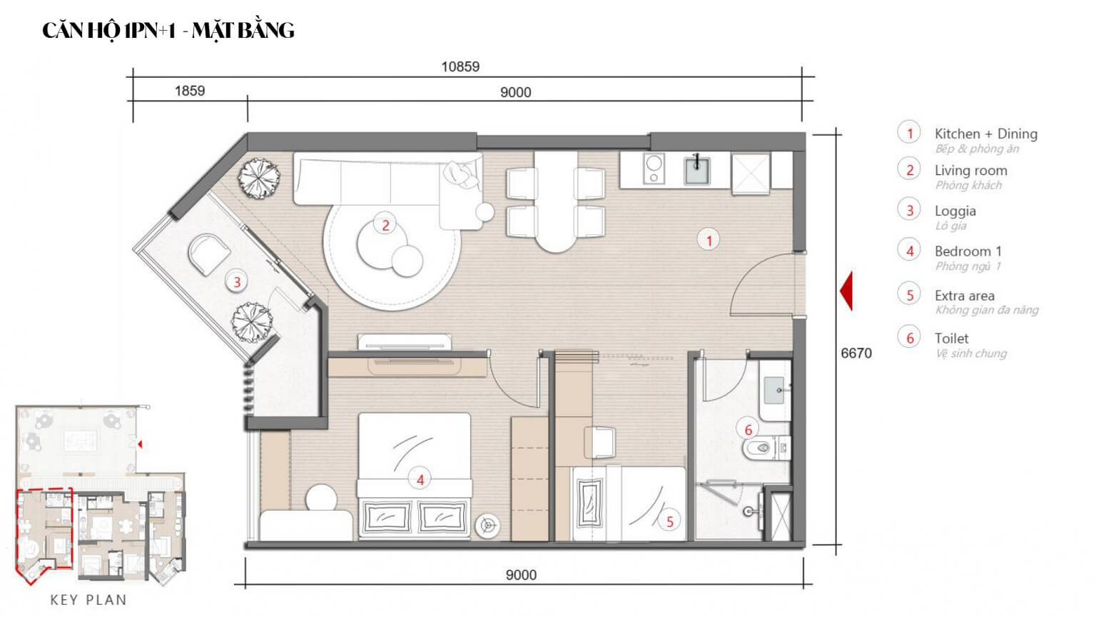 thiết kế căn hộ 1 ngủ Imperia Holiday hạ long